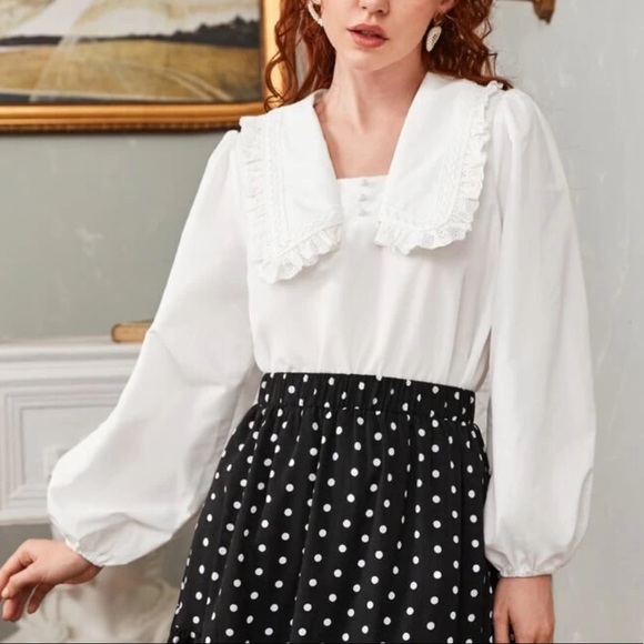 SHEIN Tops - BRAND NEW Statement Collar Blouson Sleeve Top Size S